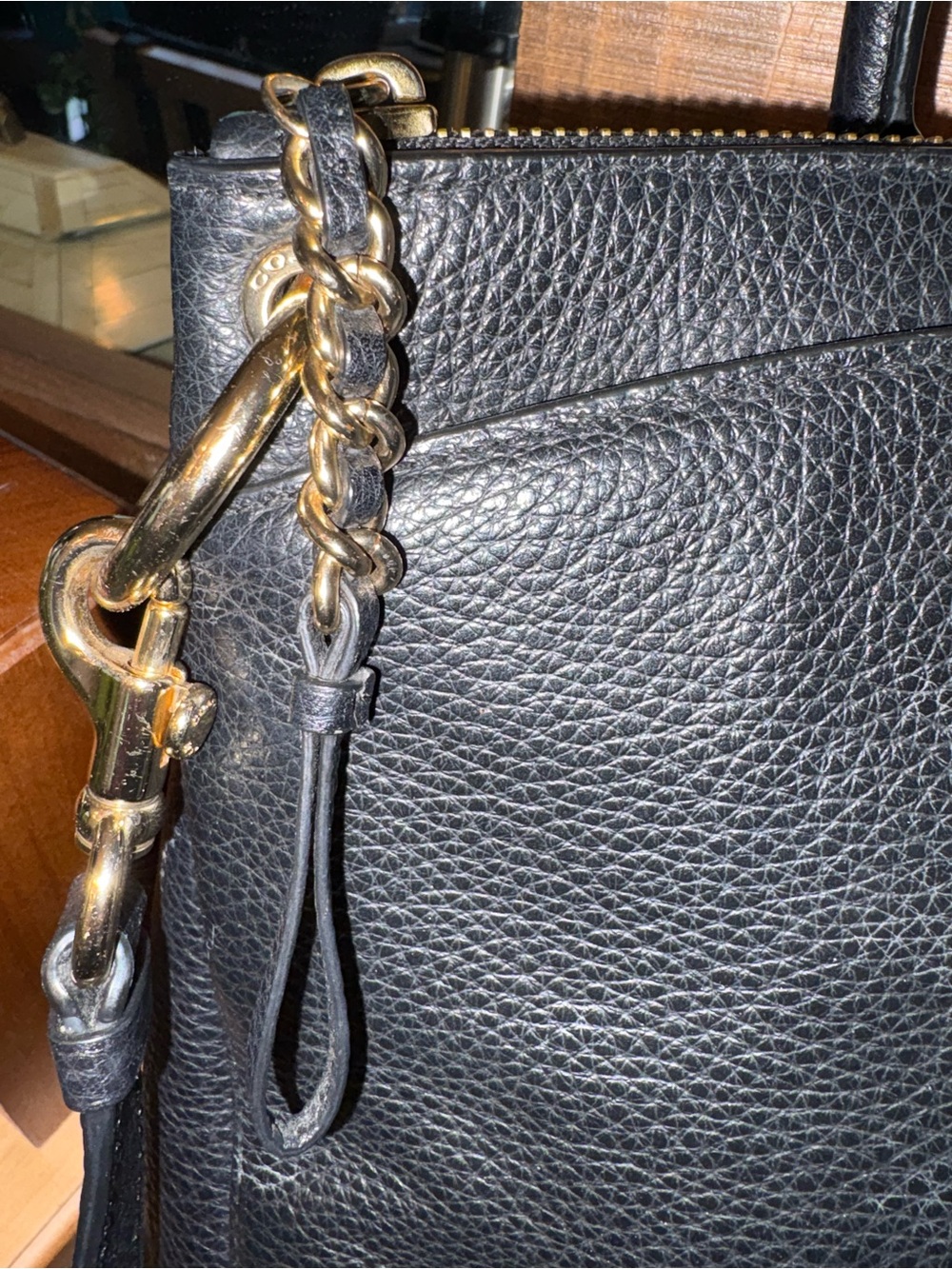 Coach Black Pebbled Leather Satchel with Gold Hardware and Strap - Picture 3 of 11